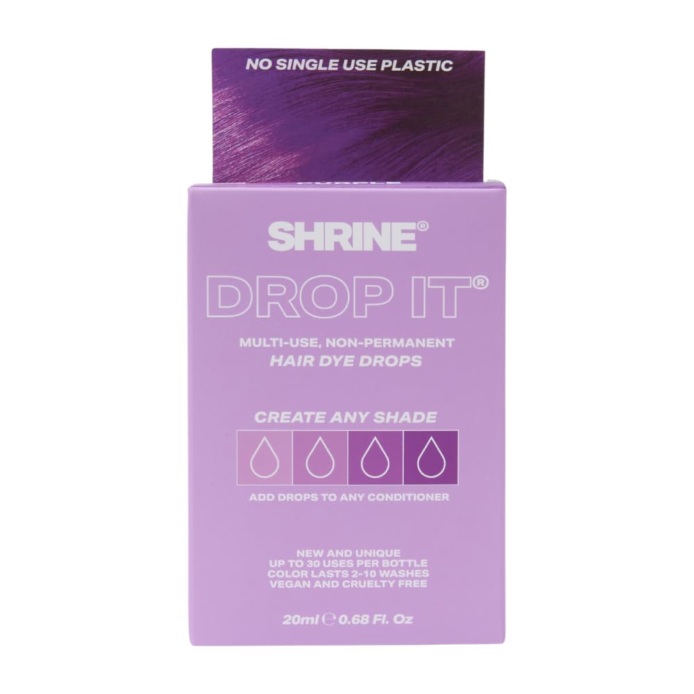 SHRINE Shrine Drop It PURPLE Hair Dye Drops | Semi-Permanent Vegan Customisable Hair Colour | Mix with Conditioner | Vegan & Cruelty-Free | Temporary Hair Dye | 20ml