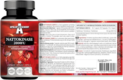 APOLLO'S HEGEMONY Nattokinase High Strength 100mg (2000 FU) - 60 Vegan Capsules - 2 Months Supply - Enzymes from Fermented Soybeans - Supplement to Support Circulation Health - by Apollo's Hegemony
