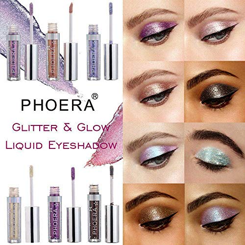 Phoera AQUAPURITY - PHOERA Magnificent Metals Waterproof Liquid Glitter & Glow Eyeshadow Palette Shimmer Long Lasting Cosmetic Metallic Eye Shadow Pigment Makeup (107 TRUST FUND)