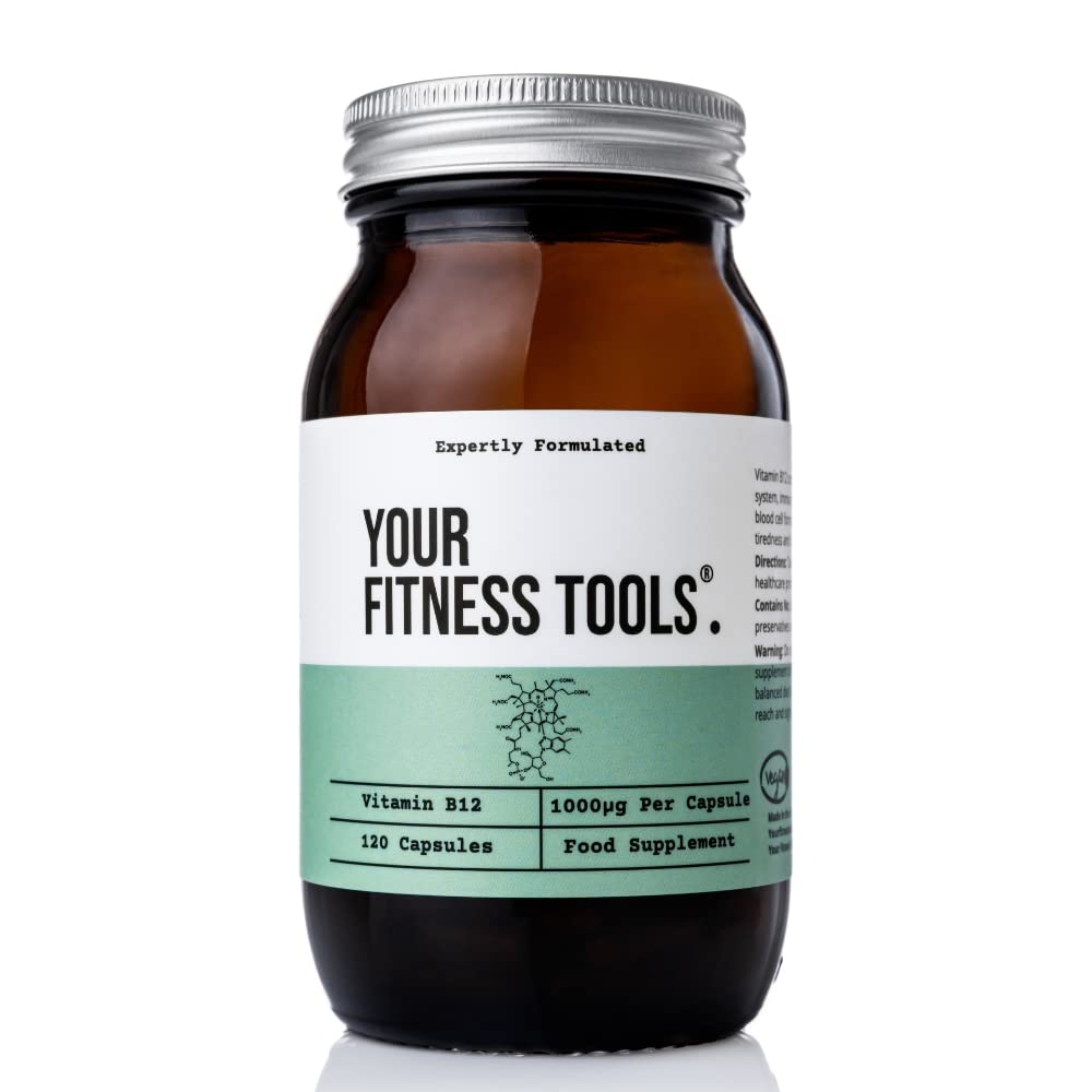 Your Fitness Tools Vegan Vitamin B12 1000MCG | 120 x Methylcobalamin Vegan B12 Capsules | Contribute to The Reduction of Tiredness and Fatigue | Made in The UK