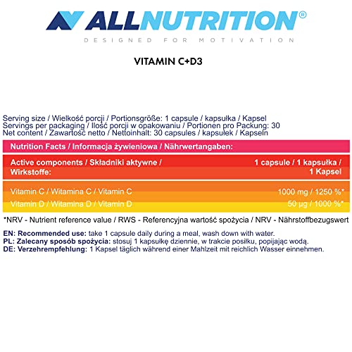 ALLNUTRITION Allnutrition Vitamin C 1000 + D3, 30 Caps