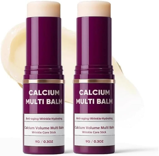 Nicooniu 2pcs Calcium Multi Balm,Calcium Volume Multi Balm,Wrinkle Core Stick,Korean Collagen Moisturing Stick,Anti-aging, Hydrating, Almond & Vitamin E for Lip Balm Eye Cream Neck