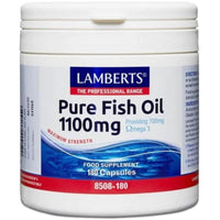 Lamberts Pure Fish Oil 1100mg – High Strength Omega 3 Supplement – 355mg EPA & 237mg DHA – 180 Capsules