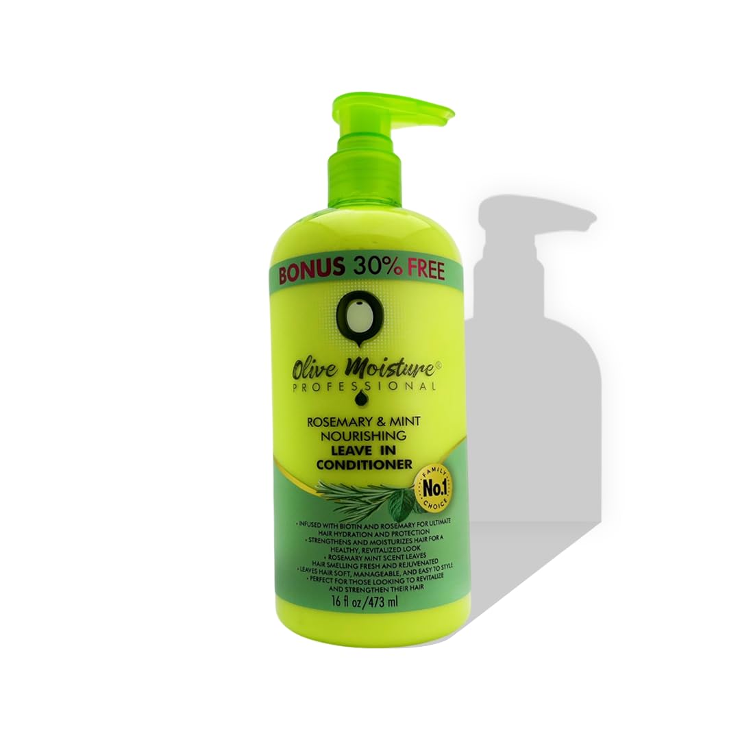 Olive Moisture Professional Leave-In Conditioner, Rosemary & Mint, 473 ml – Deep Hydration for Damaged Hair, Detangles & Softens, With Olive Oil & Shea, Lightweight No-Rinse Formula