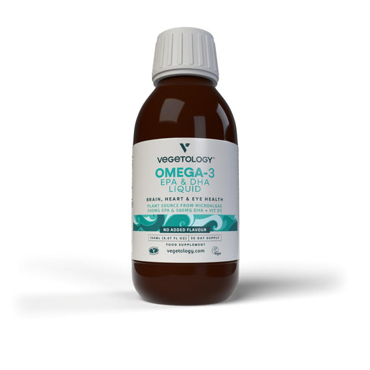 Vegetology Omega 3 | Vegan Omega 3 from Microalgae | Mild Orange Flavoured Liquid | Stronger Than Fish-Based Supplements | 100% Natural & UK Made | Vegan Omega Fish Oil Alternative