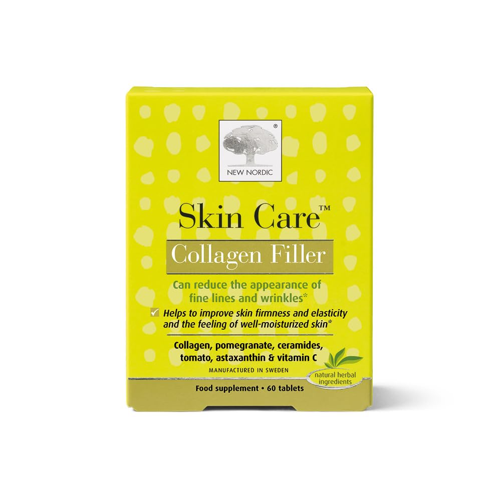 New Nordic Skin Care Collagen Filler 60 Tablets - Reduce The Formation of Wrinkles with Marine Collagen Supplement - Dairy Free - Contains Pomegranate - Wrinkle Filler for Women and Men
