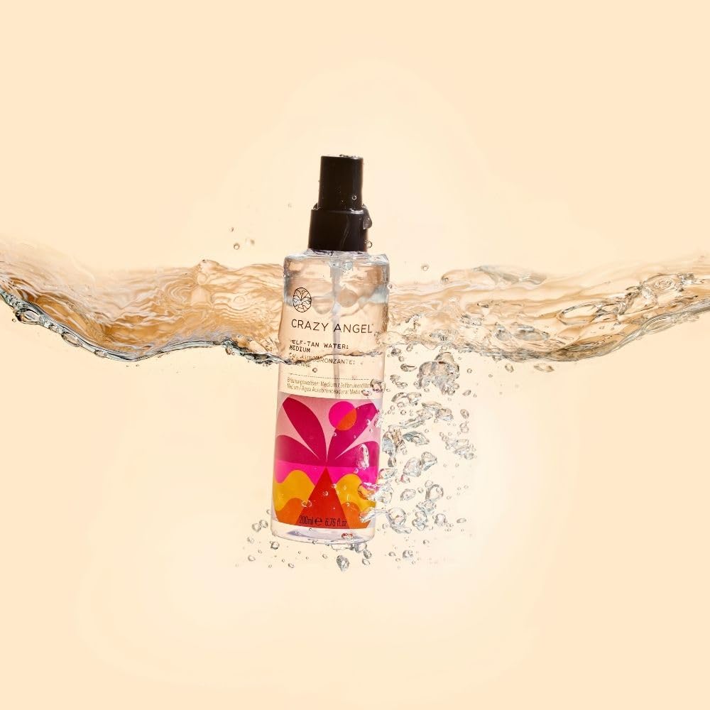Crazy Angel Vegan Self-Tan Water (Buildable/Medium tan). Made in UK. 200ml.