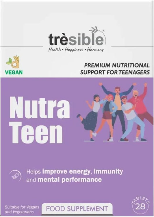 Tresible Trèsible Nutra Teen Vegan Multivitamin for Teenagers Tablets (4 Weeks Supply) - Multivitamin and Minerals Nutritional Supplements, Teen Vitamins for Boys & Girls, 25 Essentia Multivitamin Tablets