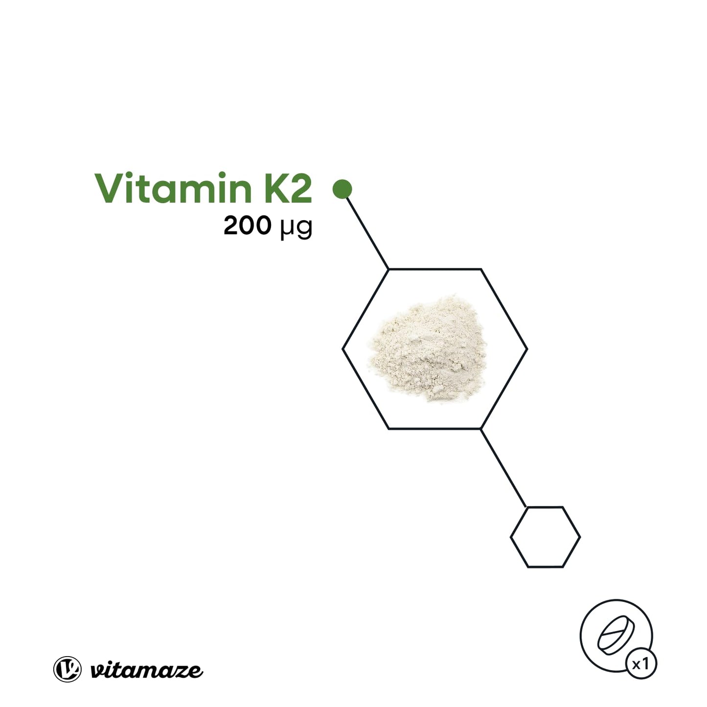 Vitamaze - amazing life Vitamin K2 MK-7 200 mcg Vegan & High Strength Menaquinone, 180 Tablets for 6 Months, German Quality, Natural & Organic Supplement Without Additives
