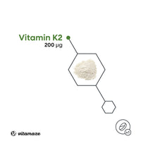 Vitamaze - amazing life Vitamin K2 MK-7 200 mcg Vegan & High Strength Menaquinone, 180 Tablets for 6 Months, German Quality, Natural & Organic Supplement Without Additives