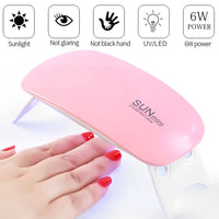 BAQI Mini UV LED Nail Lamp, Portable 6W USB Nail Dryer, Polish Curing LED Manicure Tool, Gel Light Mouse Shape Pocket Nail Art Tool for Home and Salon Use, Pink
