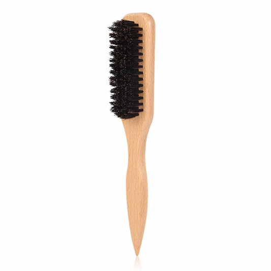 Boar Bristle Slick Back Hair Brush for Sleek Ponytail Bun & Smoothing Baby Hairs, Flyaways, Edge Control - Backcombing & Teasing Hairbrush with Wide Rat Tail for Sectioning & Parting