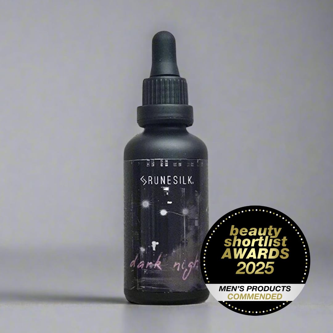 Dark Night Bedtime Beard Oil by RUNESILK | Beard Oil for Men - Conditioner with Argan Oil - Gentle Beard Care for All Skin Types | Made in the UK | Vegan Friendly