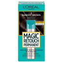 L'Oreal Paris L'Oréal Paris Magic Retouch Instant Root Spray, Darkest Brown 3. Ensures flawless coverage for grey regrowth in 3 seconds. This 75ml spray offers a quick, easy, natural-looking root touch-up.