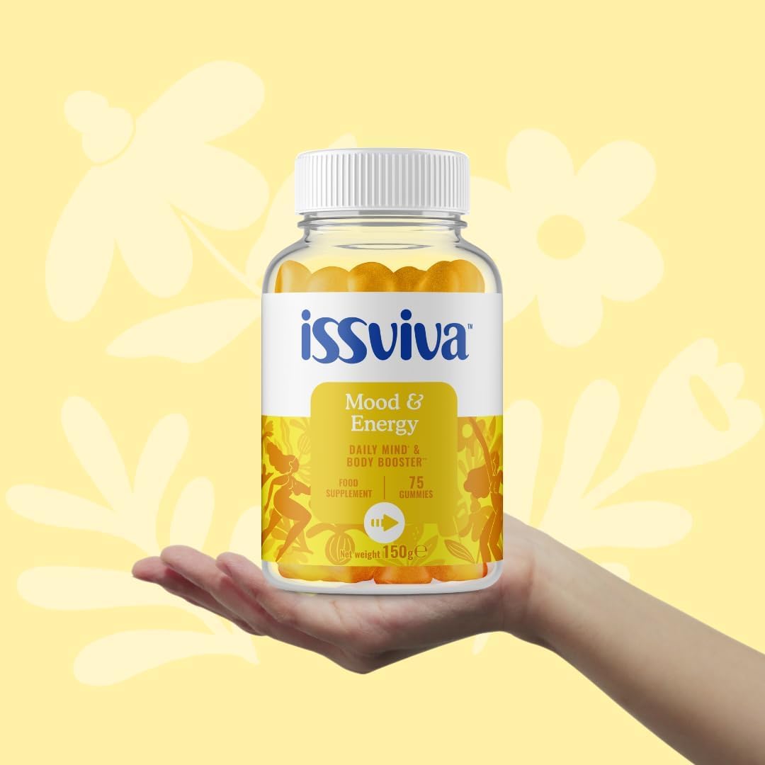 issviva MENOPAUSE Issviva Gummies Mood and Energy Supplements with Vitamins B1, B2, B6, B12, C and Biotin for Women - Orange Flavoured, 150 Gummies - 300g (Twin-Pack)