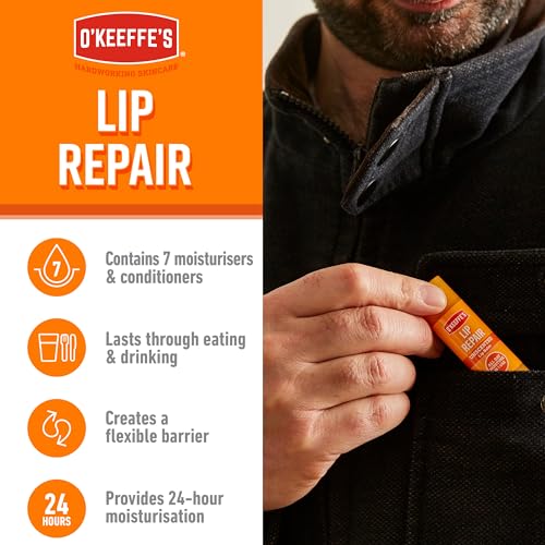 O'Keeffe's Lip Repair Unscented Lip Balm, Twin Pack, 2 x 4.2 g - For Extremely Dry, Cracked Lips | All-Day Moisture with 7 Moisturising Ingredients
