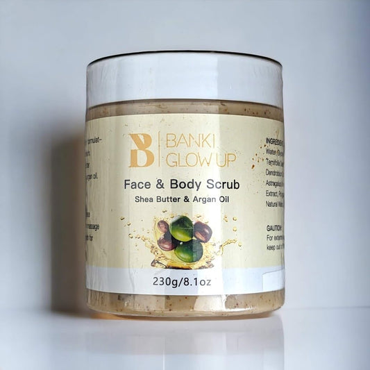 Natural Shea Butter & Argan Oil Face & Body Scrub Exfoliating Body Scrub & Exfoliator - Skincare Remove, Rejuvenating & Softening - Deep Cleansing