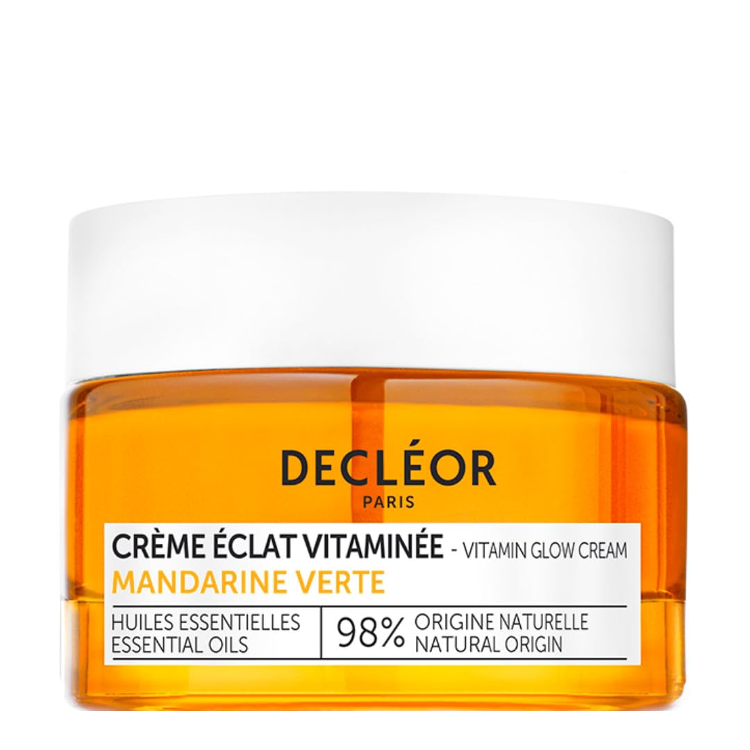 Decleor Decléor, Day Cream, Moisturiser, smooths The Appearance of fine Lines, Leaving Skin energised with a Healthy-Looking Glow, with Green Mandarin Essential Oils and Hyaluronic Acid, Vitamin Glow Cream