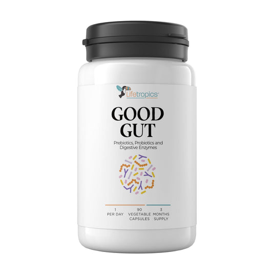 Lifetropics Good Gut | Prebiotics, Probiotics and Digestive Enzymes for Digestion and Complete Gut Repair | 90 Vegetable Capsules | 3 Months Supply