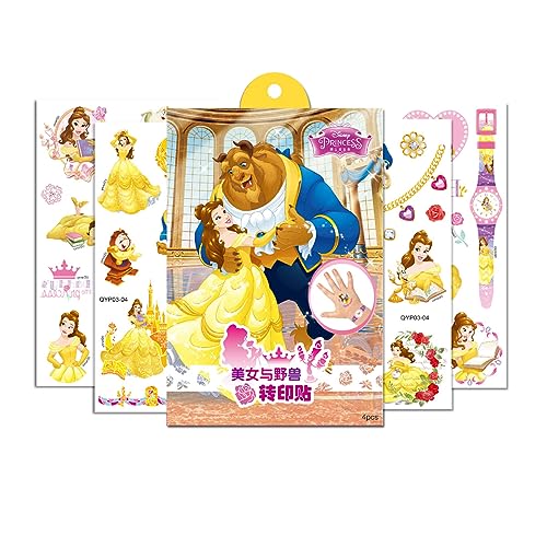 FRESHOER Beauty and the Beast Temporary Tattoos,4 Sheets 100+ Kids Tattoo Stickers