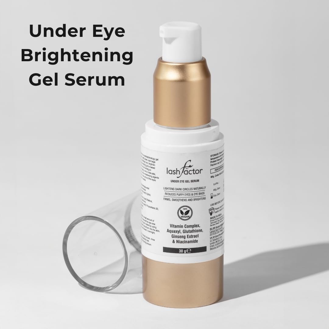 Lashfactor Under Eye Gel Serum- Hydrating Eye Serum for Dark Circles, Puffy Eyes, Eye Bags - Eye Bags Remover - 96% Users Reported a Reduction of Dark Circles,30g (Pack of 2)