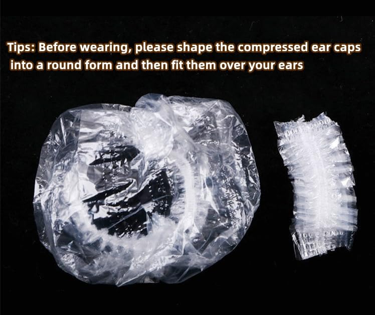 ZCaiJinBao 200-Piece Set of Disposable Waterproof Ear Covers - Clear Ear Protectors for Showers, Swimming, Hair Dye, Bathing & Spa Treatments - Ideal for Salons and Home Use