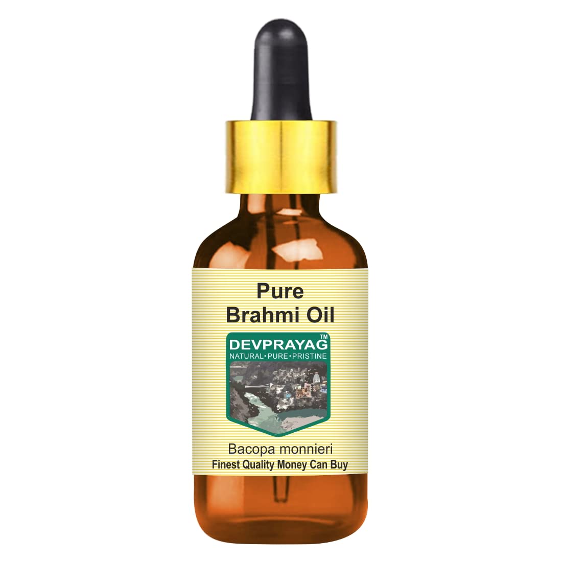 DEVPRAYAG Devprayag Pure Brahmi Oil (Bacopa monnieri) with Glass Dropper Natural Therapeutic Grade 100ml (3.38 oz)