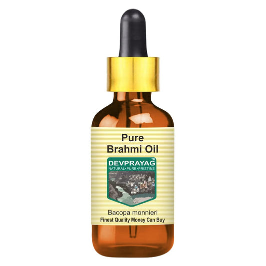 DEVPRAYAG Devprayag Pure Brahmi Oil (Bacopa monnieri) with Glass Dropper Natural Therapeutic Grade 100ml (3.38 oz)