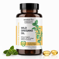 AROMAVITA Wild Oregano Oil Softgels 86–90% Carvacrol | Organic Oil of Oregano Capsules | No Strong Taste | Greek Oregano | 60 Softgels