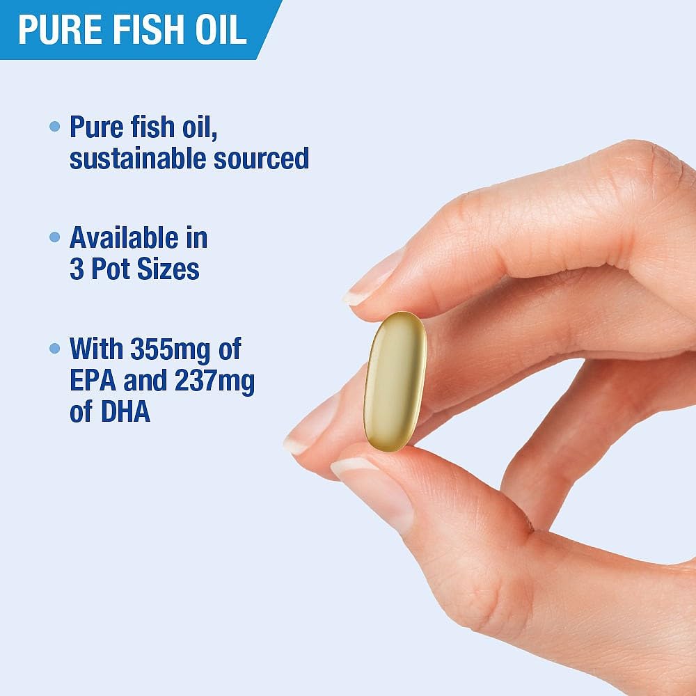 Lamberts Pure Fish Oil 1100mg – High Strength Omega 3 Supplement – 355mg EPA & 237mg DHA – 120 Capsules