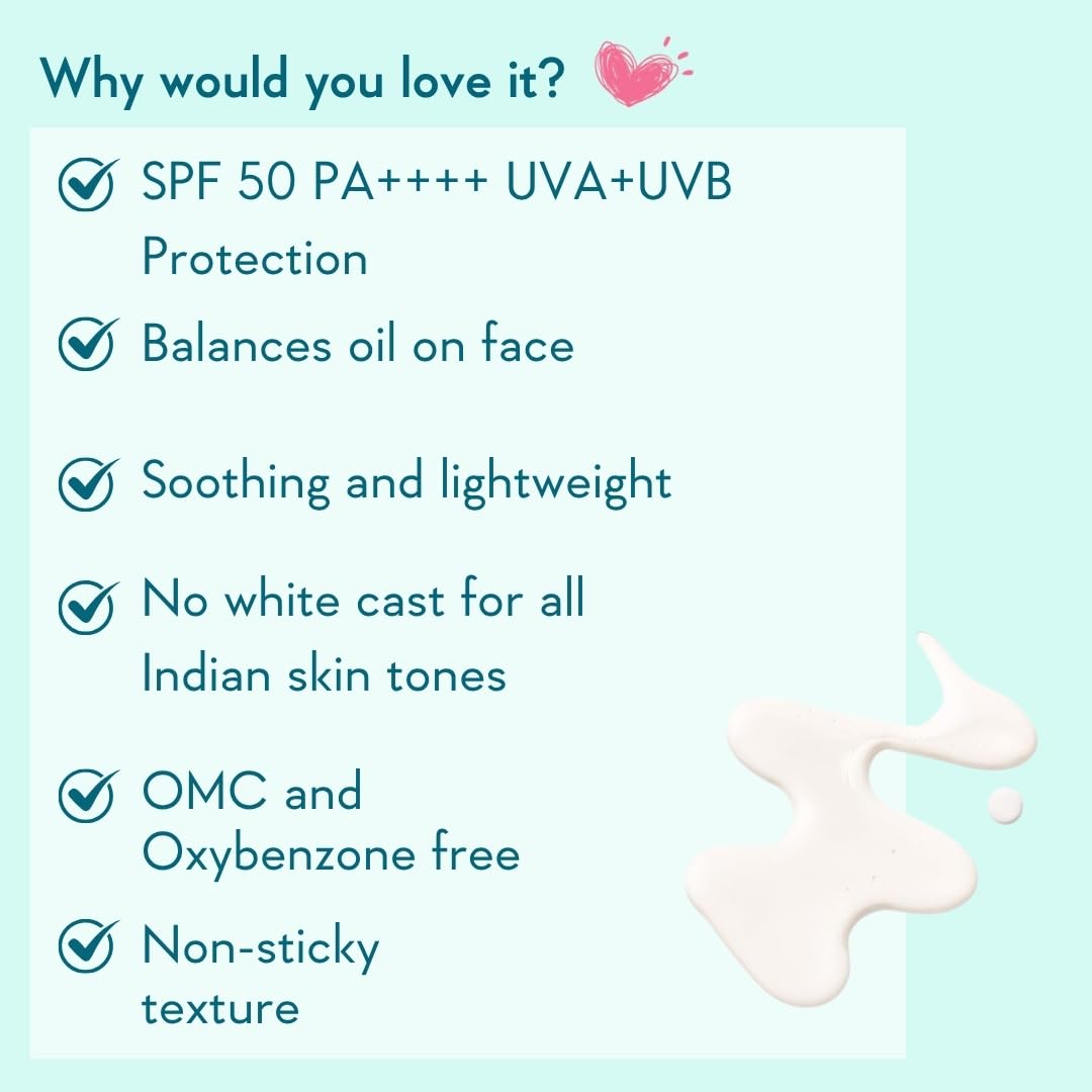 WishCare 5% Niacinamide Oil Balance Fluid Sunscreen SPF 50 PA++++ - Lightweight Matte Sunscreen SPF 50 for Oily Skin & No White Cast 50g