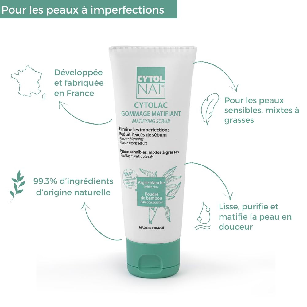 Cytolnat CYTOLNAT - Cytolac Mattifying Scrub - Care for sensitive, combination to oily skin - Eliminates imperfections - Reduces excess sebum - 75ml