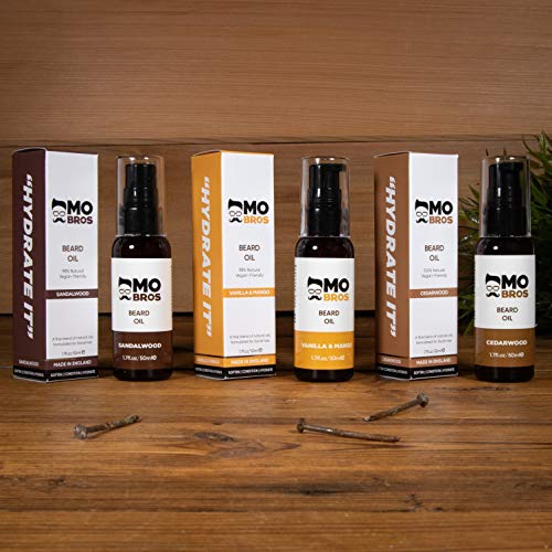 MO BRO'S Beard Oil | Vanilla & Mango | 50ml | Softens, Hydrate & Conditions Facial Hair | Promotes Growth, Reduces Dryness & Itching | Contains Natural & Premium Ingredients Argan, Jojoba