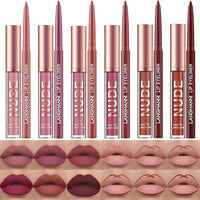 LANGMANNI 6 Matte Lipstick with 6 Lipliners Durable Lip Gloss,Long-Lasting&Waterproof Non-Stick Cup High Pigmented Velvet Lipgloss Kit,Beauty Cosmetics Gift for Girls(12PCS)