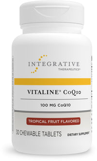 Integrative Therapeutics Vitaline CoQ10 100 mg - Supports Brain and Heart Health* - Dairy Free - Vegan - Tropical Fruit Flavored - 30 Chewable Wafers