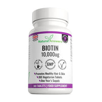 Natural Answers 365 Biotin Hair Growth Tablets (1 Years Supply) - Vegetarian 10,000UG Vitamin B7 Supplements for Men and Women, Healthy Hair, Skin & Nails Support - UK Manufactured