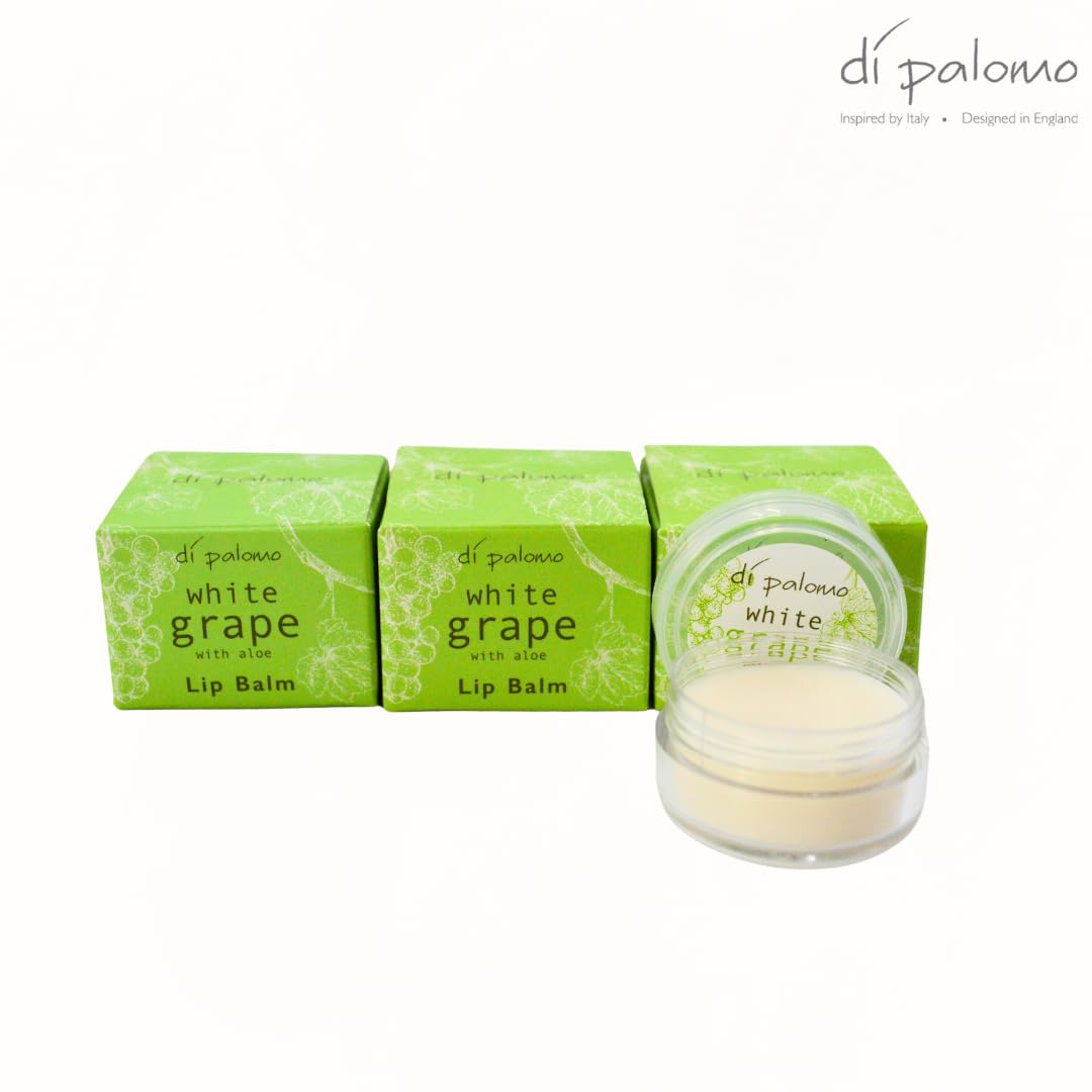 Di Palomo White Grape & Aloe Lip Balm – 3 Pack Moisturising Lip Treatment with Natural Oils Lip Tin for Dry, Cracked Lips Scented & Ideal for Gifting