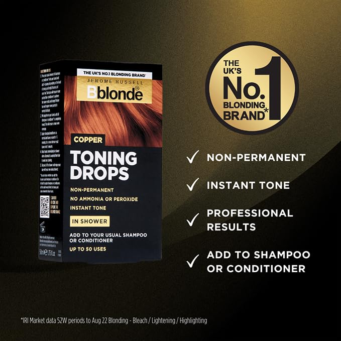 Jerome Russell Bblonde COPPER Toning Drops | Non-permanent Hair Dye | 50ml