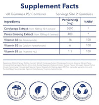Moosh Mushroom Gummies 3000mg - 60 Gummies (Reishi, Lions Mane, Chaga, Coryceps) Sugar Free, 100% Vegan (Energy (Cordyceps))