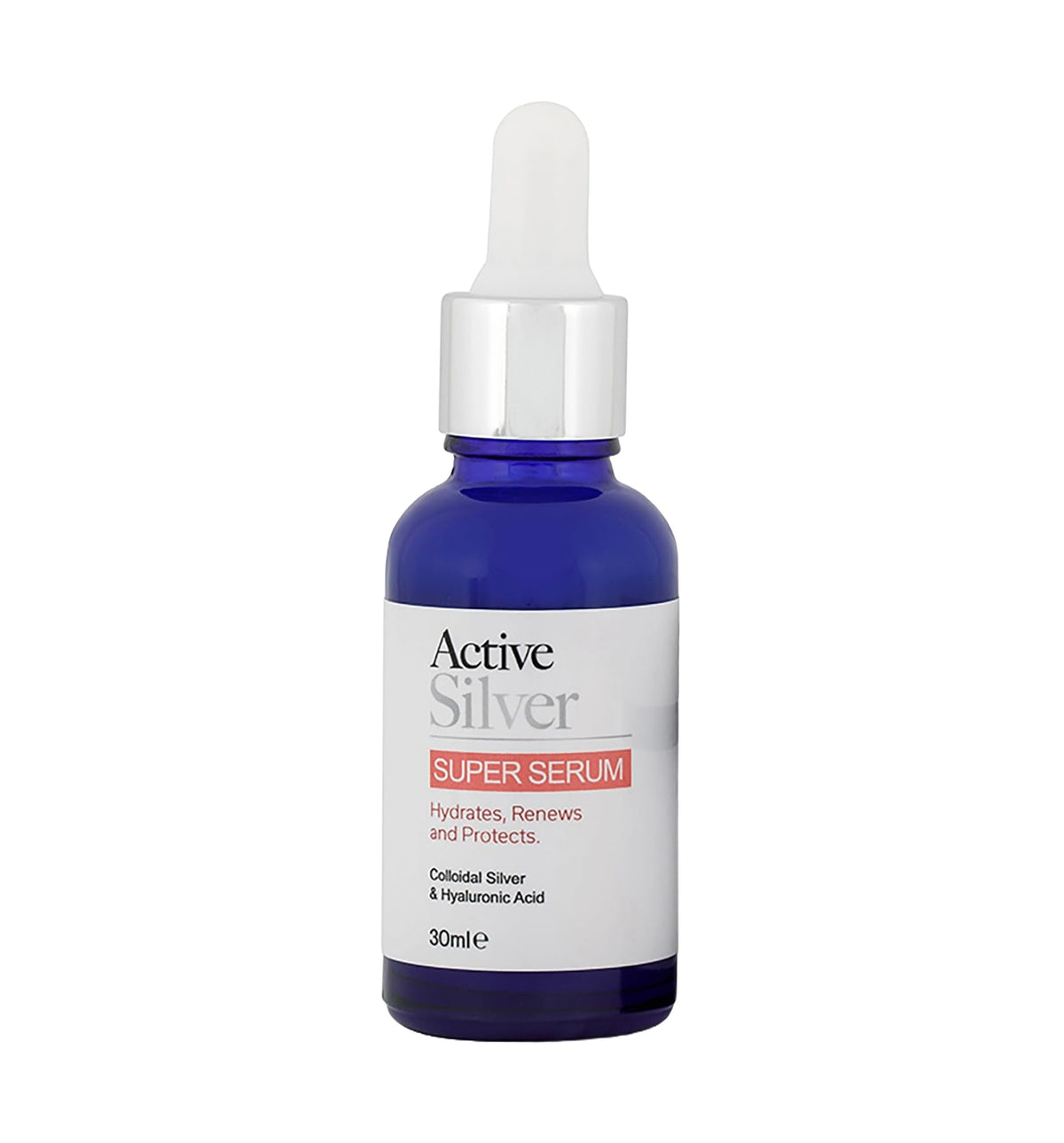 Active Silver Super Serum (30ml), Colloidal Silver at 25ppm with Aloe Vera and Hyaluronic Acid for Skin Nourishing, Protecting and Hydrating