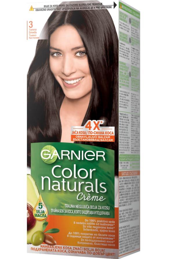 Garnier GARNIER - COLOR NATURALS Creme - Permanent, nourishing hair coloring - 3 Dark Brown, (PACK OF 3)