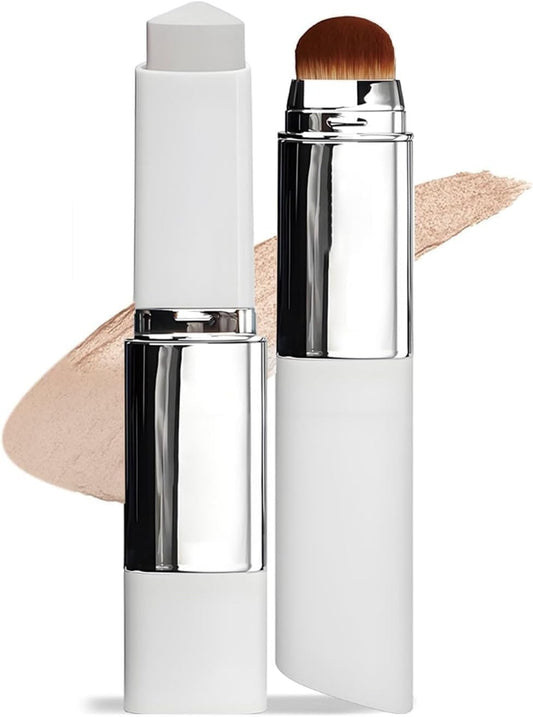 Wenchrisdt Chartming Color Changing Foundation Stick, 1Pc Cover Cream Stick V White Foundation Stick, Full To Medium Coverage Base Makeup, With Brush Head,Suitable for All Skin Types (Natural)