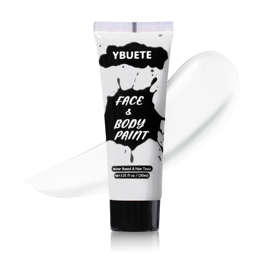 YBUETE White Face Body Paint, Professional Paint for Halloween Cosplay Costume Party, Full-coverage Multi-Color Cream Makeup Blendable Body Painting for Adults Halloween Cosplay SFX Makeup Paint