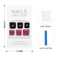Handcess Glossy False Toenails Black Pink Press on Toe Nail Heart Fake Toenails Full Cover Acrylic Toe Nail Art Tips for Women and Girls 24Pcs