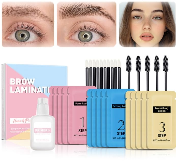 HERBENJOY Brow Lamination Kit For Natural Trendy Shaping Brow DIY Eyebrow Lamination Kit Professional Brow Lift Kit Fuller Thicker Brows for 6 Weeks,Vegan Cruelty-free Long Lasting Results,Includes Instruction