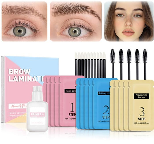 HERBENJOY Brow Lamination Kit For Natural Trendy Shaping Brow DIY Eyebrow Lamination Kit Professional Brow Lift Kit Fuller Thicker Brows for 6 Weeks,Vegan Cruelty-free Long Lasting Results,Includes Instruction