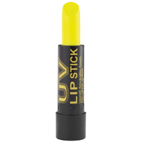 Neon Yellow UV reactive Lipstick, cosmetically certified formula made in the UK that glows under UV light.