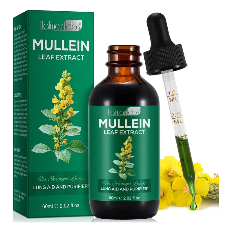 Mullein Drops for Lungs - Mullein Leaf Extract with Chlorophyll for Lung and Respiratory Support, Mullein Herbal Supplements, 2.02 fl oz (60ml)