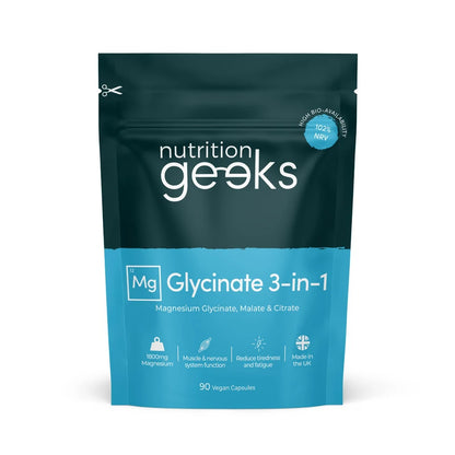 Nutrition Geeks Magnesium Glycinate 3-in-1 Complex, 90 Vegan Capsules