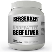 BERSERKER Supplements Berserker Desiccated Beef Liver Supplement 750mg per Capsule 500 Capsules, Un-defatted to Provide Full Absorption of Naturally Occurring Vitamins and Minerals Found in Beef Liver | Made in The UK